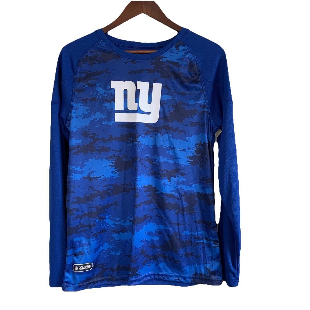 NWT NFL Team Apparel New York Giants Long Sleeve Tech Shirt Boy’s Size XL 18/20